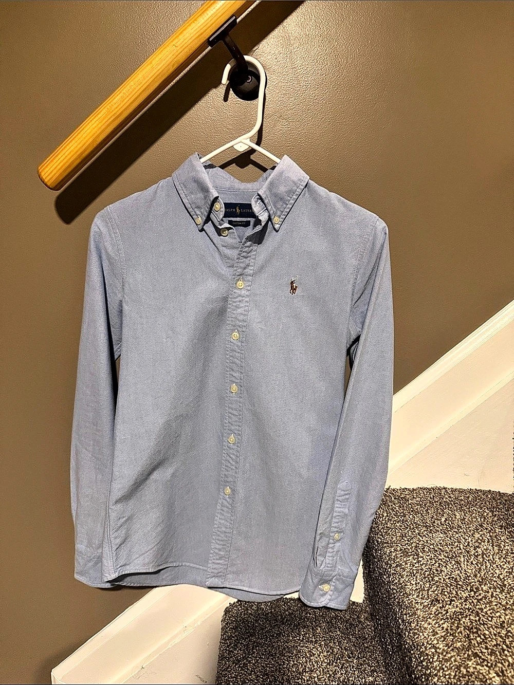 Ralph Lauren Custom Fit Oxford Shirt Gingham Blue XS
